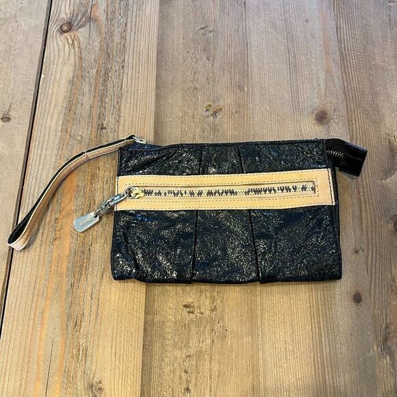 See by Chloe Black and Tan Leather Wristlet - Picture 1 of 13